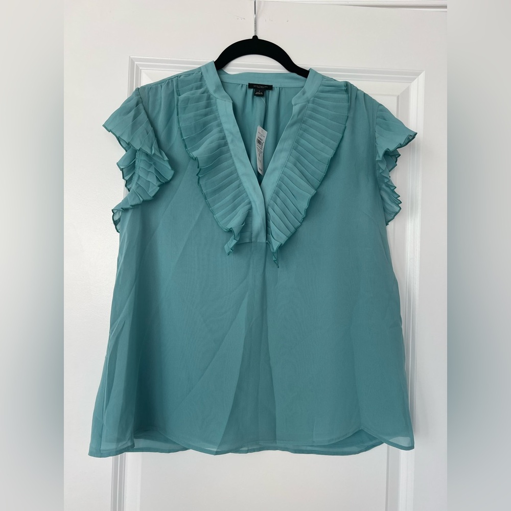 Women's Teal Ruffle Blouse Workwear